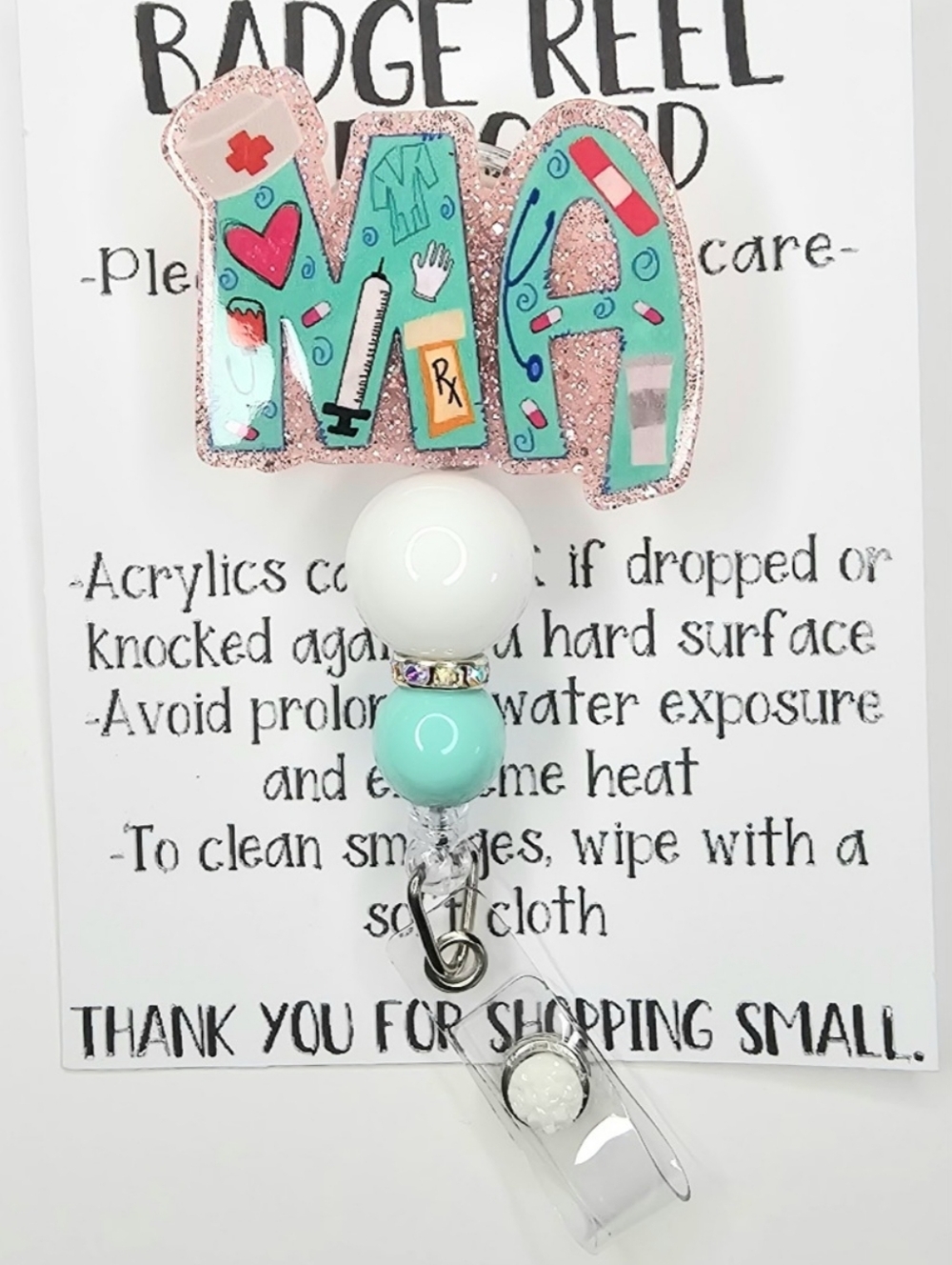 Hand Crafted Glitter Nurse Badge Reel
